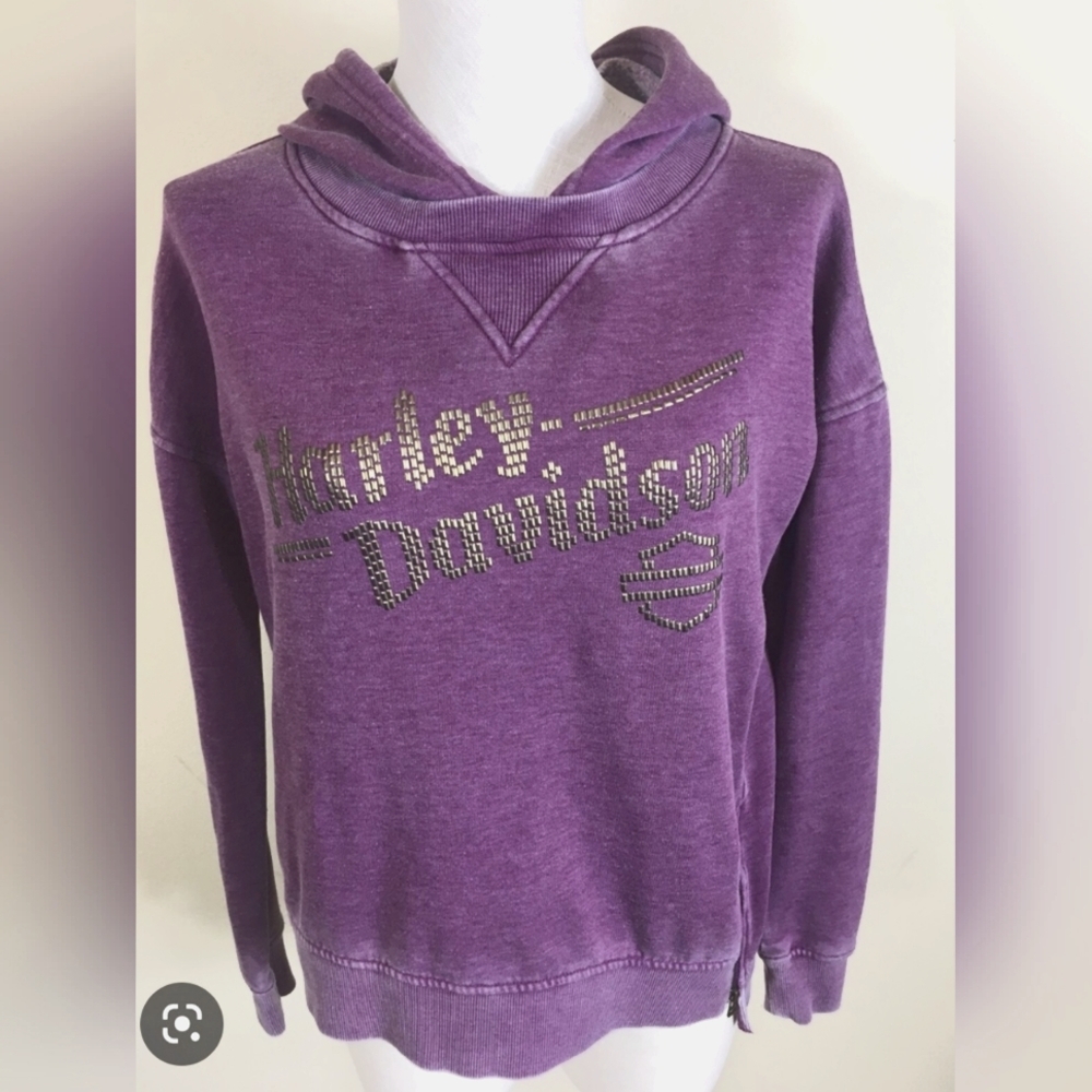 Harley Davidson women's distressed purple hoodie with side zipper detail size 2X